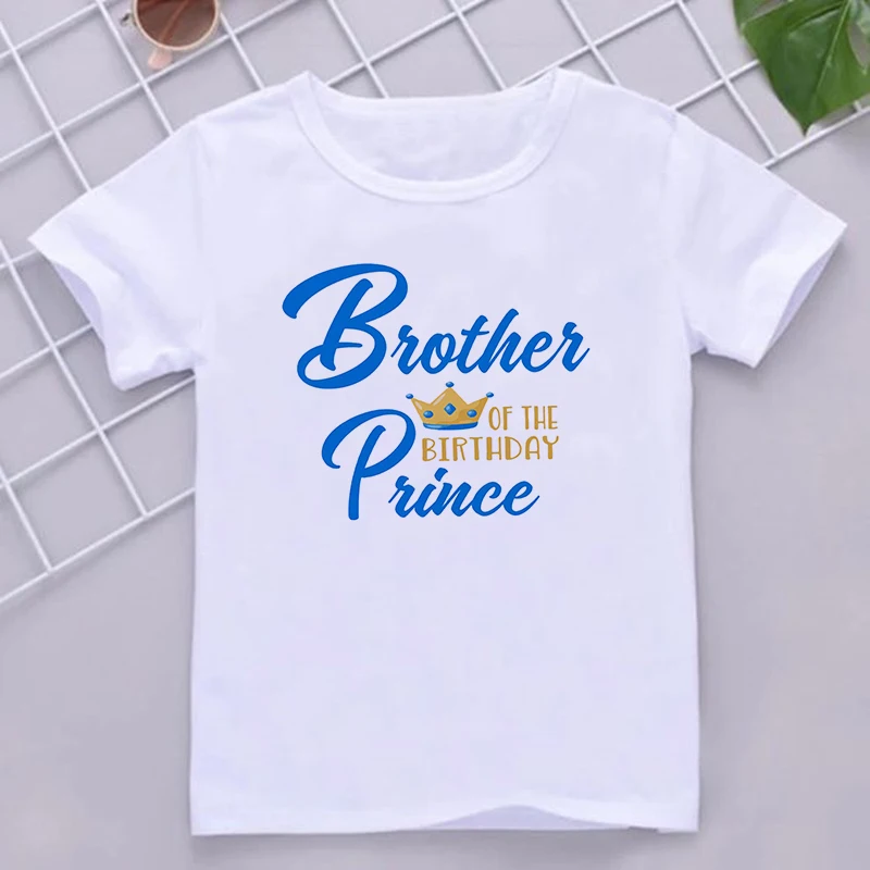 1st Birthday Prince Family Matching Clothes T Shirts Boys Birthday Party Dad Mom Sis Bro and Me Family Look Outfit T-shirt Tops 5
