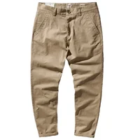 Spring New American Retro Heavyweight Woven Twill Stretch Pants Men's Pure Cotton Washed Slim Straight Business Casual Trousers 2