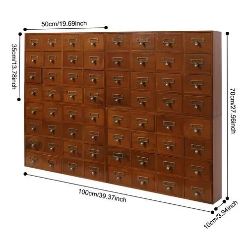 64 Drawer Storage Cabinet Pine Wood Tabletop Organizer Box for Home Office Craft Supplies Organization
