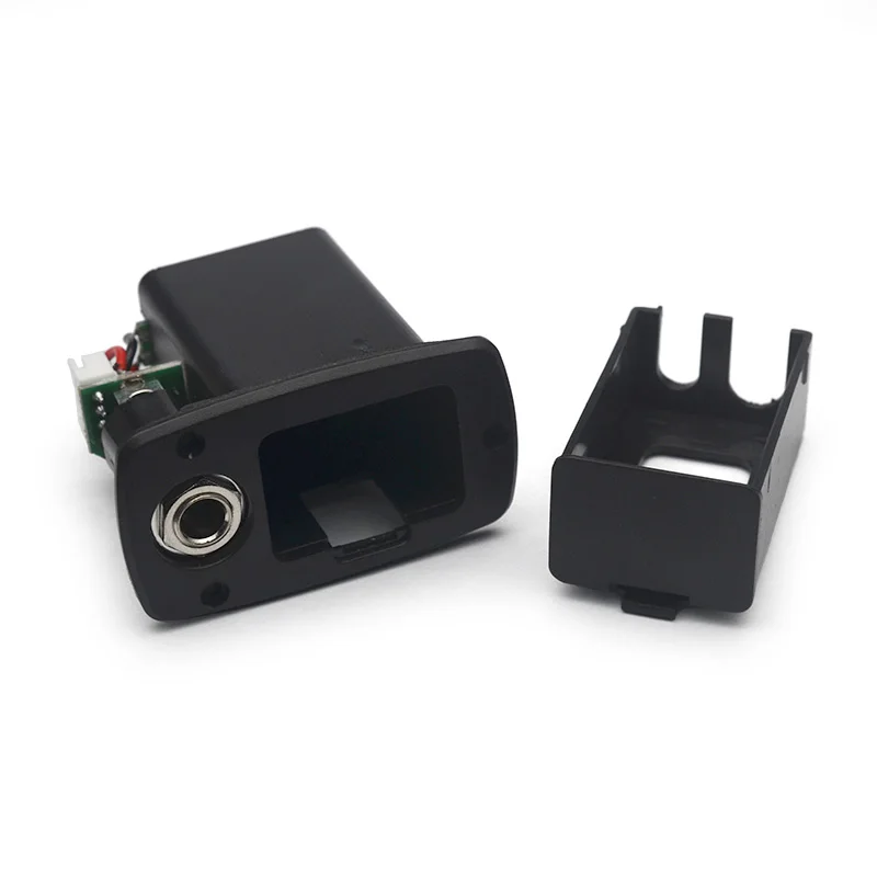 Battery Box for Guitar Equalizer, 9V, 6F22 Box with 4 Pin Plug, 6.35 Jack for Acoustic EQ, Black