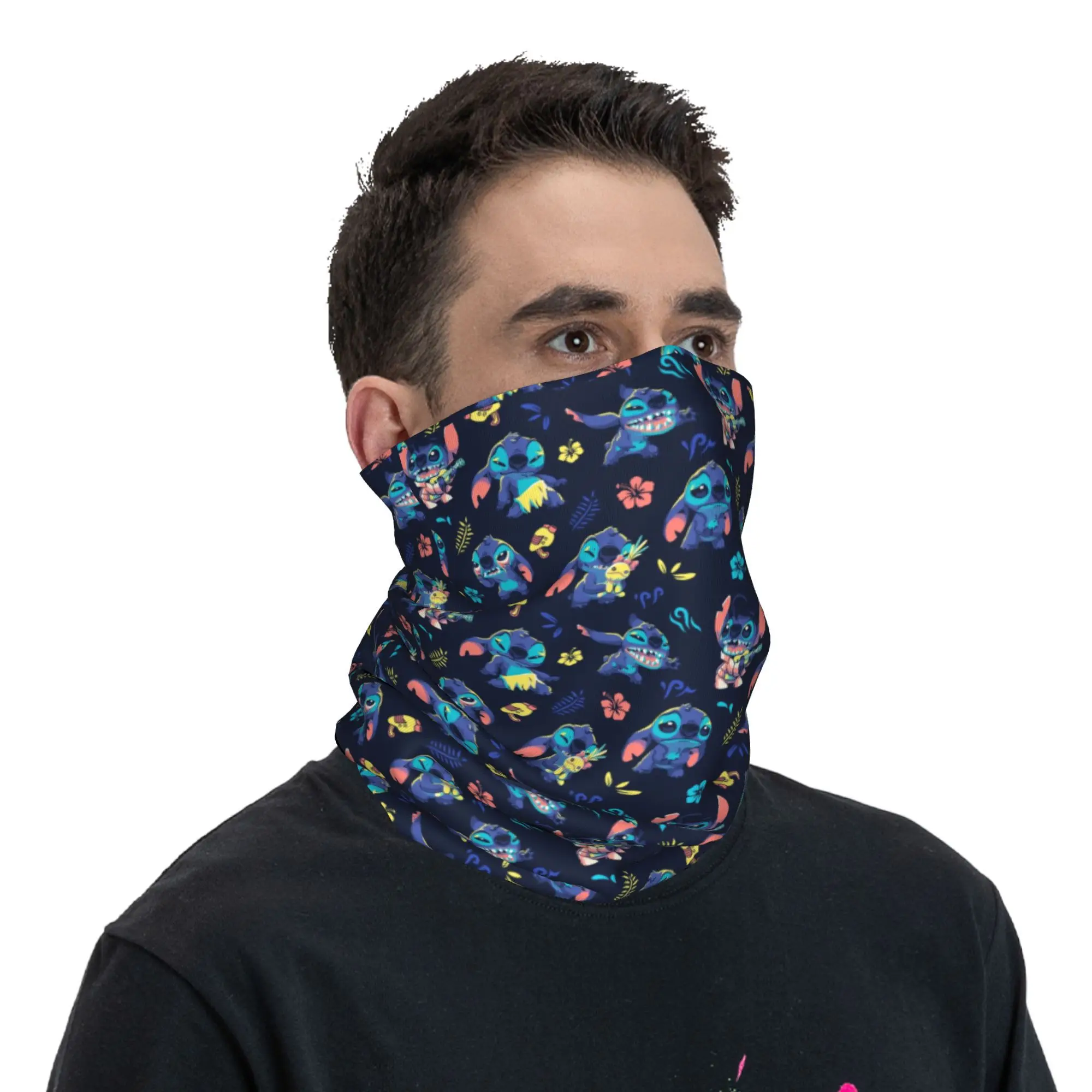 Neck Gaiter Stitch Pattern Bandana Women Men Winter Ski Hiking Scarf Anime Cartoon Face Cover