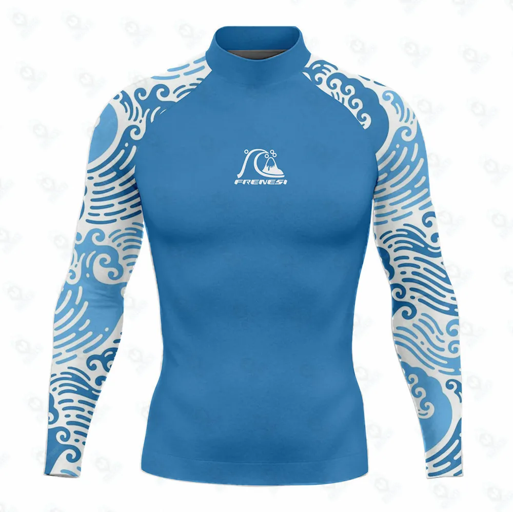 Sea Waves Frenesi Rash Guard Surfing Diving Swimwear Long Sleeve T-shirt Swim Skinsuit Tops Uv Swimming Tight Surf Gym Clothes
