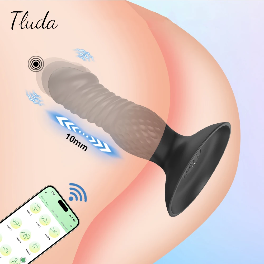 APP-Steuerung Thrusting Butt Plug für Frauen Prostata-Massagegerät für Männer Teleskop-Prostat-Analvibrator für schwules Sexspielzeug für Männer 1
