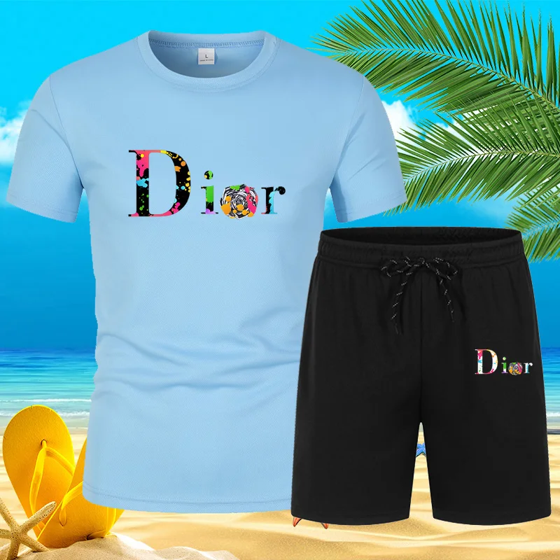 بدلة تيشيرت بأكمام قصيرة للرجال ، ملابس رياضية للر...