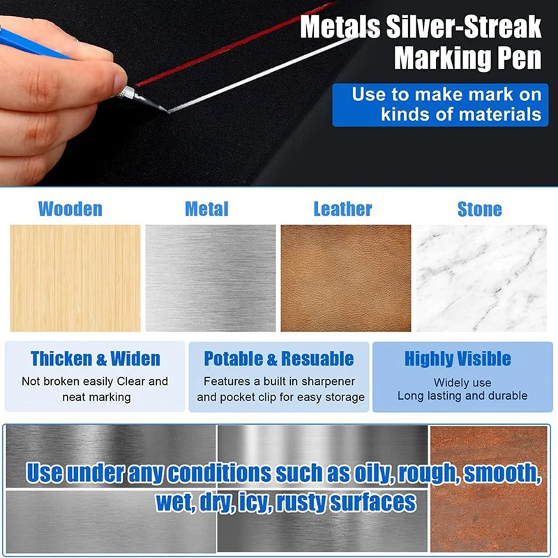 Metal Carpenter Pencils Welders Silver Streak Pencil With Round Refills Mechanical Carpenter Pencils Marker Pen Welding Tool