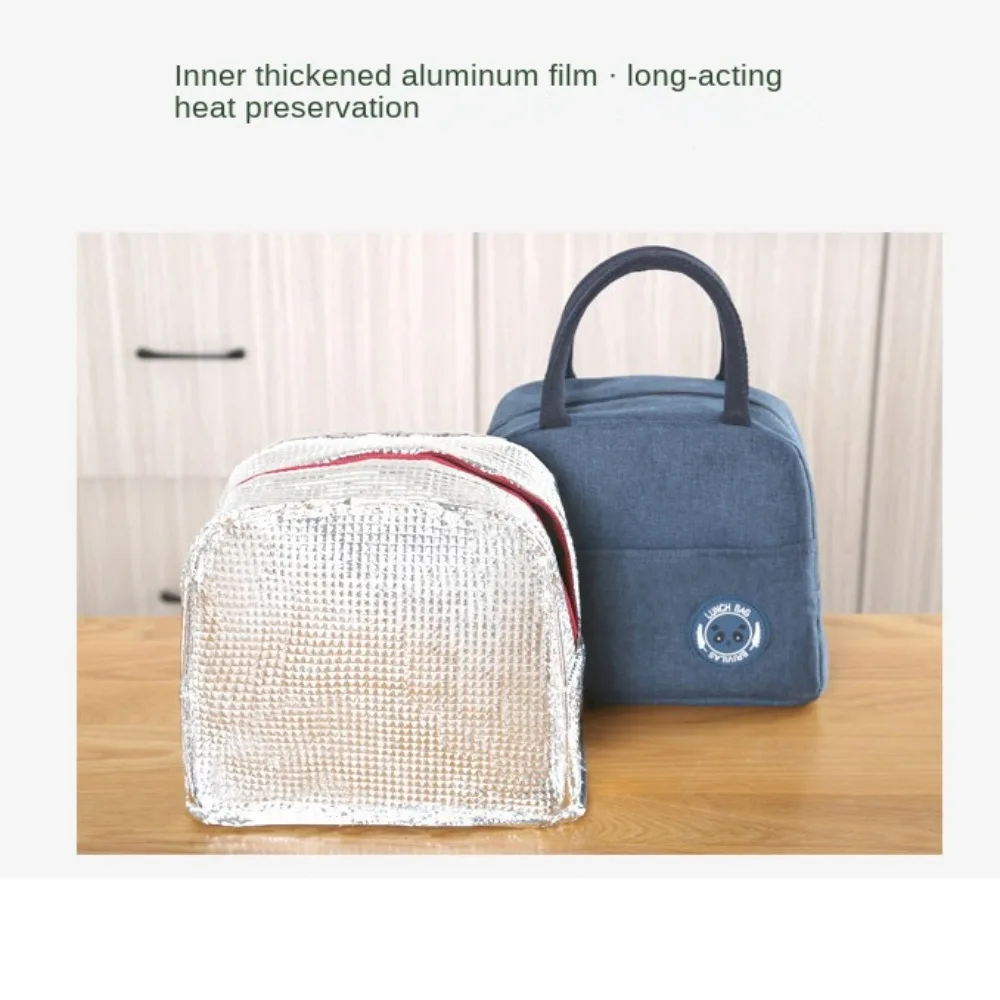 휴대용 점심 가방 도시락 상자 열 절연 캔버스 토트 파우치 어린이 학교 휴대용 저녁 식사 컨테이너 피크닉 식품 저장