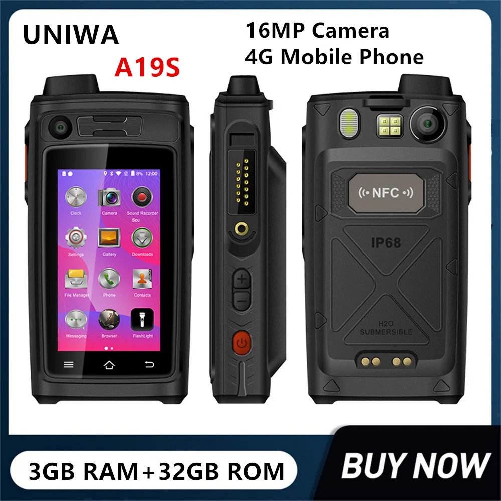 UNIWA A19S Rugged Waterproof Smartphones 3GB+32GB 4G Mobile Phone Dual SIM 16MP Camera M6 Earphone Port OTG Function Unlocked цена и фото
