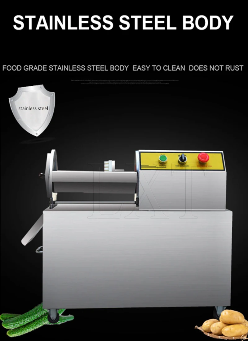 Description Picture 4 of itemCommercial Electric French Fries Machine Stainless Steel Kitchen Potato Carrot Strip Cutter Machine Vegetable Cutting Machine