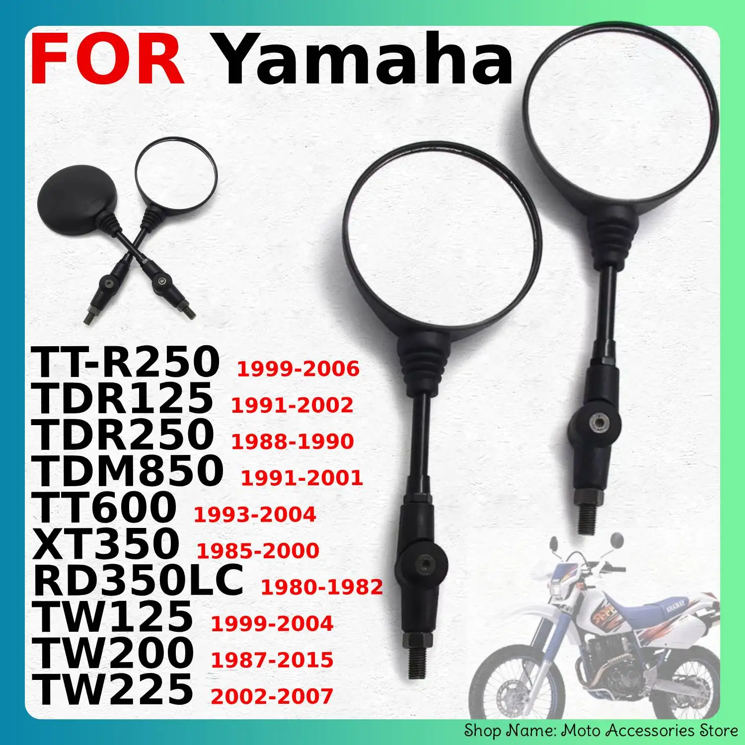 오토바이 백미러 사이드 미러 Yamaha TT-R250 1999-2006 TDR125 T..