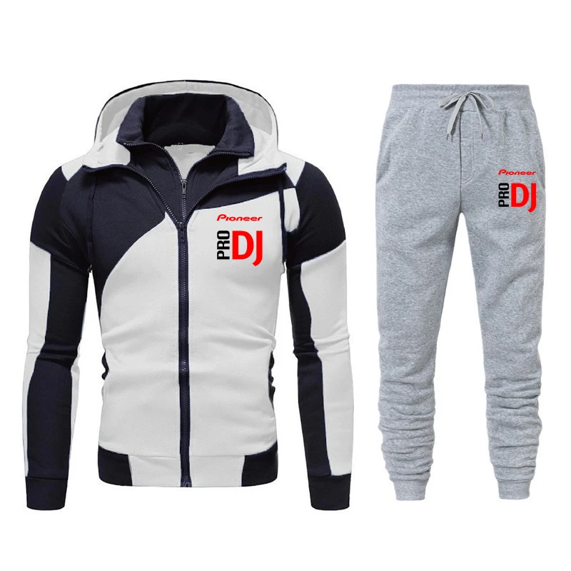 

Men's Spring Hoodie Double Zipper Coats 2-Piece Set Pioneer Pro DJ Printed Casual Selling Exquisite Sets Men Customizable Logo