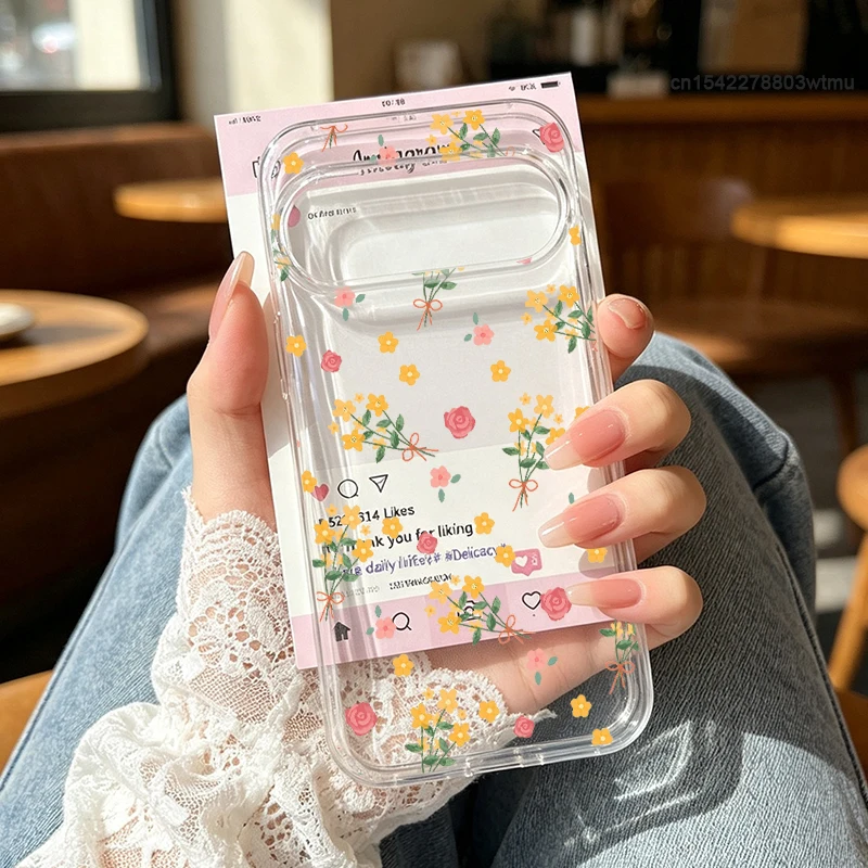 Fresh Flowers Printed Clear Phone Case - Stylish Protective Cover