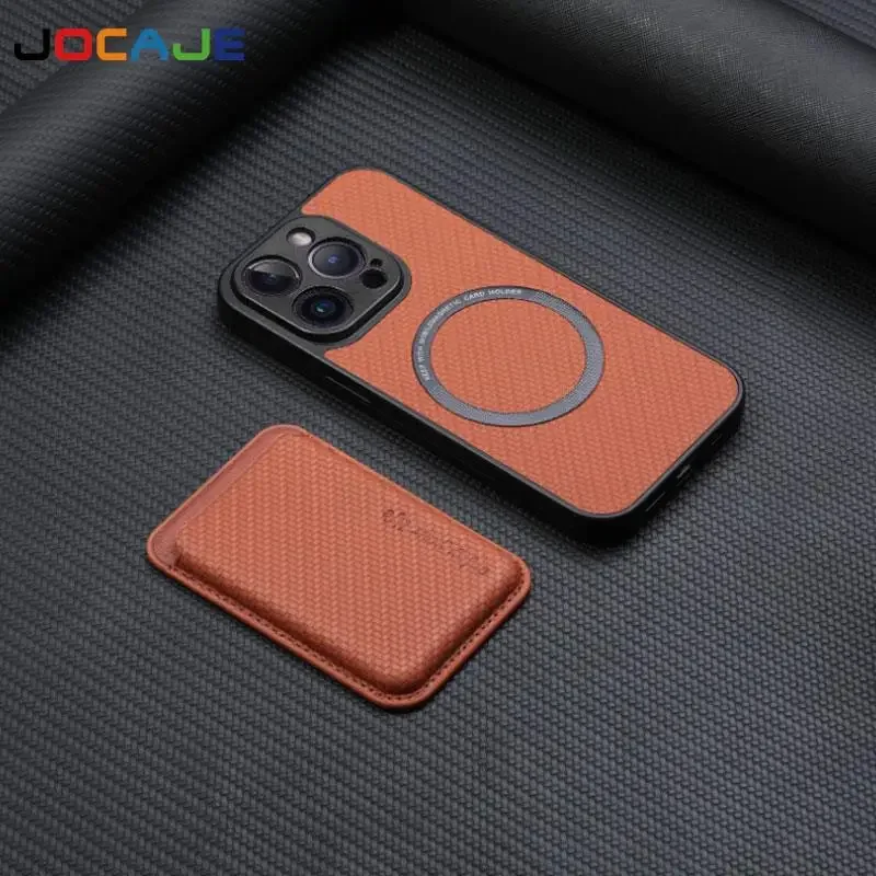 Magnetic Leather Card Holder Case with Magsafe Wireless Charging Compatibility