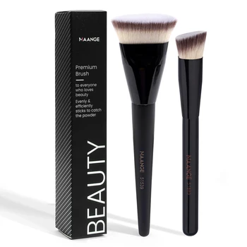 Pennello per trucco impeccabile 2 pezzi Pennello per contorno fondotinta piatto/angolo Pennello per trucco sotto gli occhi per kit di strumenti di bellezza per trucco crema liquida