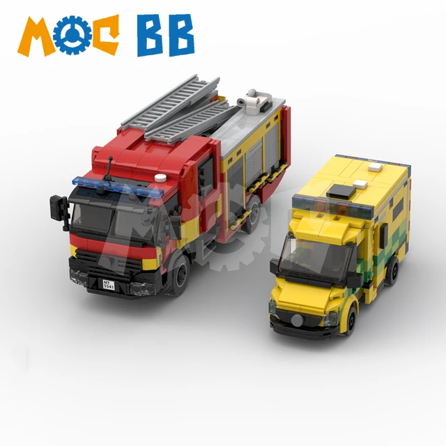 passe sne hvid Politibetjent Moc Small Fire Truck And Ambulance Model Building Block Toys Compatible  With Lego Blocks Boys Girls Festival Toys - Blocks - AliExpress