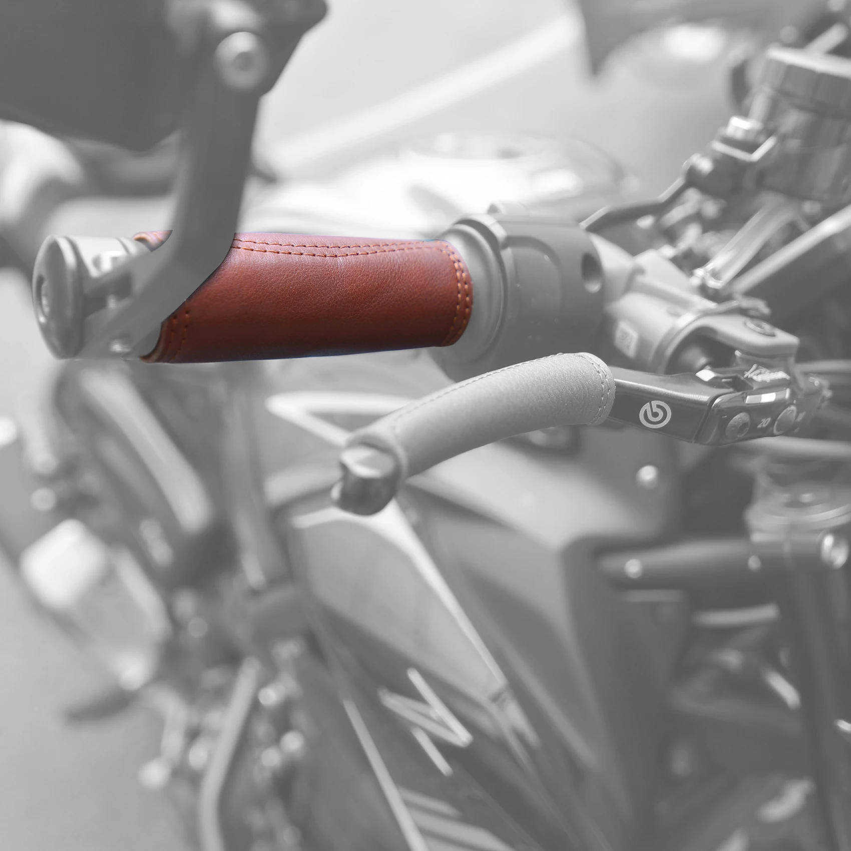Genuine Cowhide Leather Motorcycle Handlebar Grips Handle Grips Cover Protector Universal