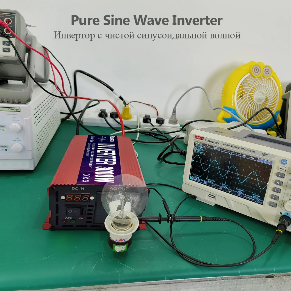 Description Picture 5 of itemPower Inverter Pure Sine Wave 3000W 2200W 1600W 1000W Portable Solar Inverter DC 12/24v to AC 220v Converter for Car Transformer