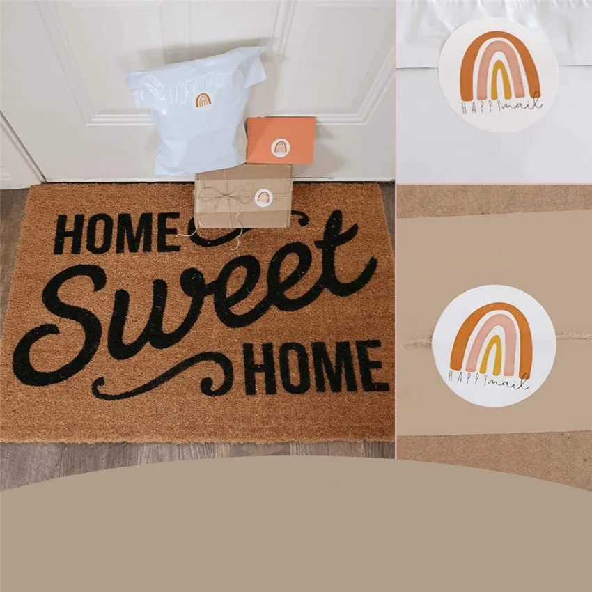 Happy Mail Rainbow Sticker for Boxes Mailers Envelope Sealing Labels Round Small business shipping Scrapbooking Sticker 1.5 inch