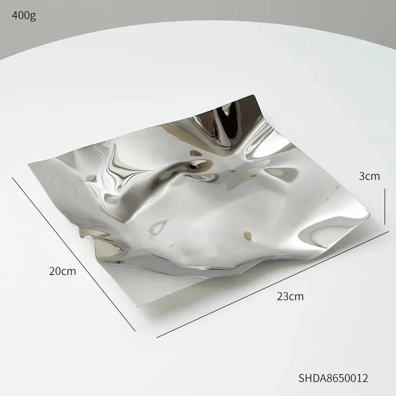 Nordic Creative Irregular Design Storage Tray Jewelry Stainless Steel Fruit Plate Home Decor Living Room Organizer