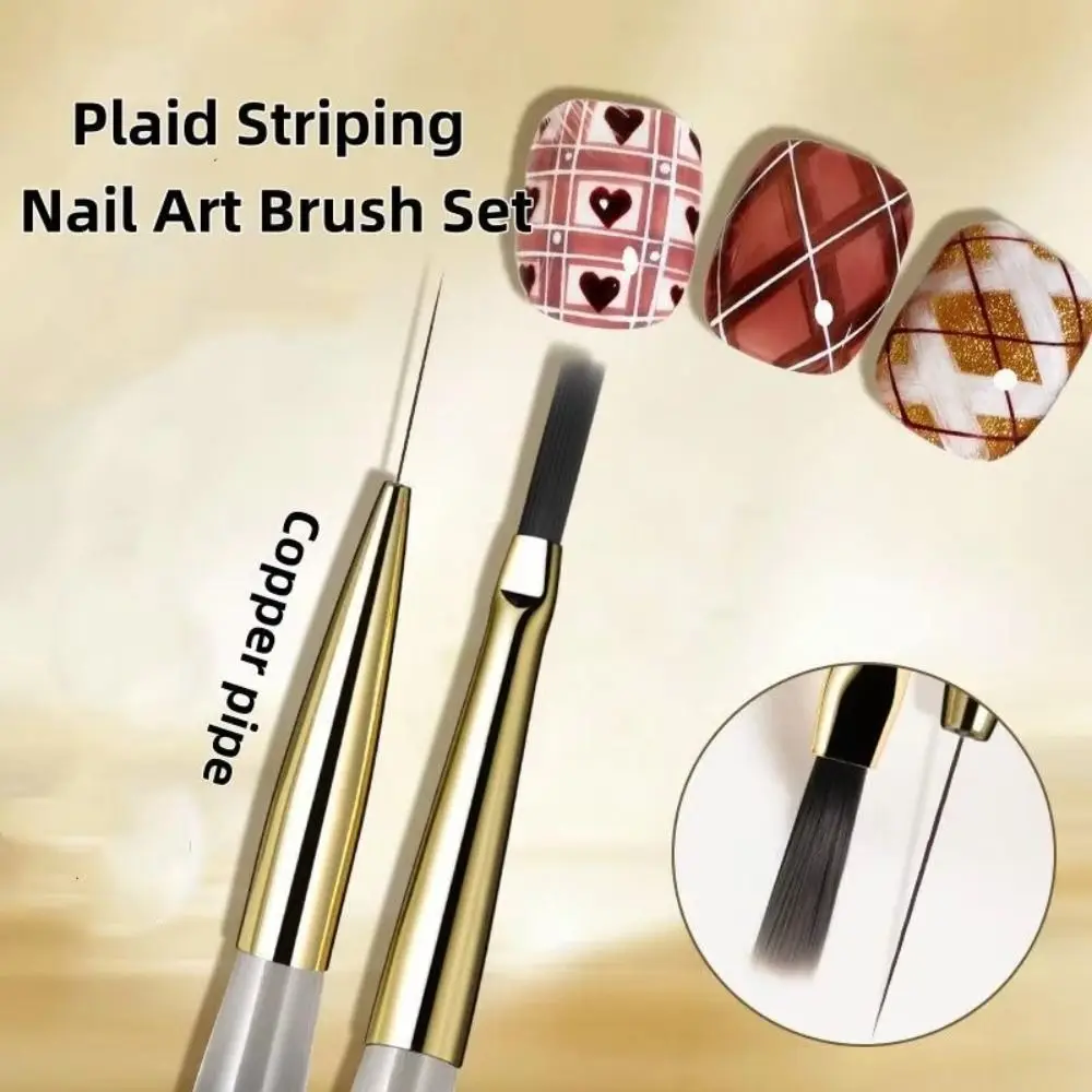 Durable French Plaid Nail Art Pen Professional Detail Fine Line Nail Brush Nail Art Grid Pen for Gel Nail Polish