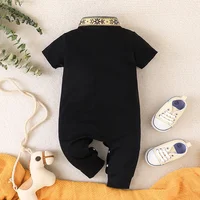 Baby Clothes 3 to 24 Months Onesies For Baby Boy Summer Short Sleeve Casual Infant Prince Romper Toddler Tiny Button Jumpsuit 2