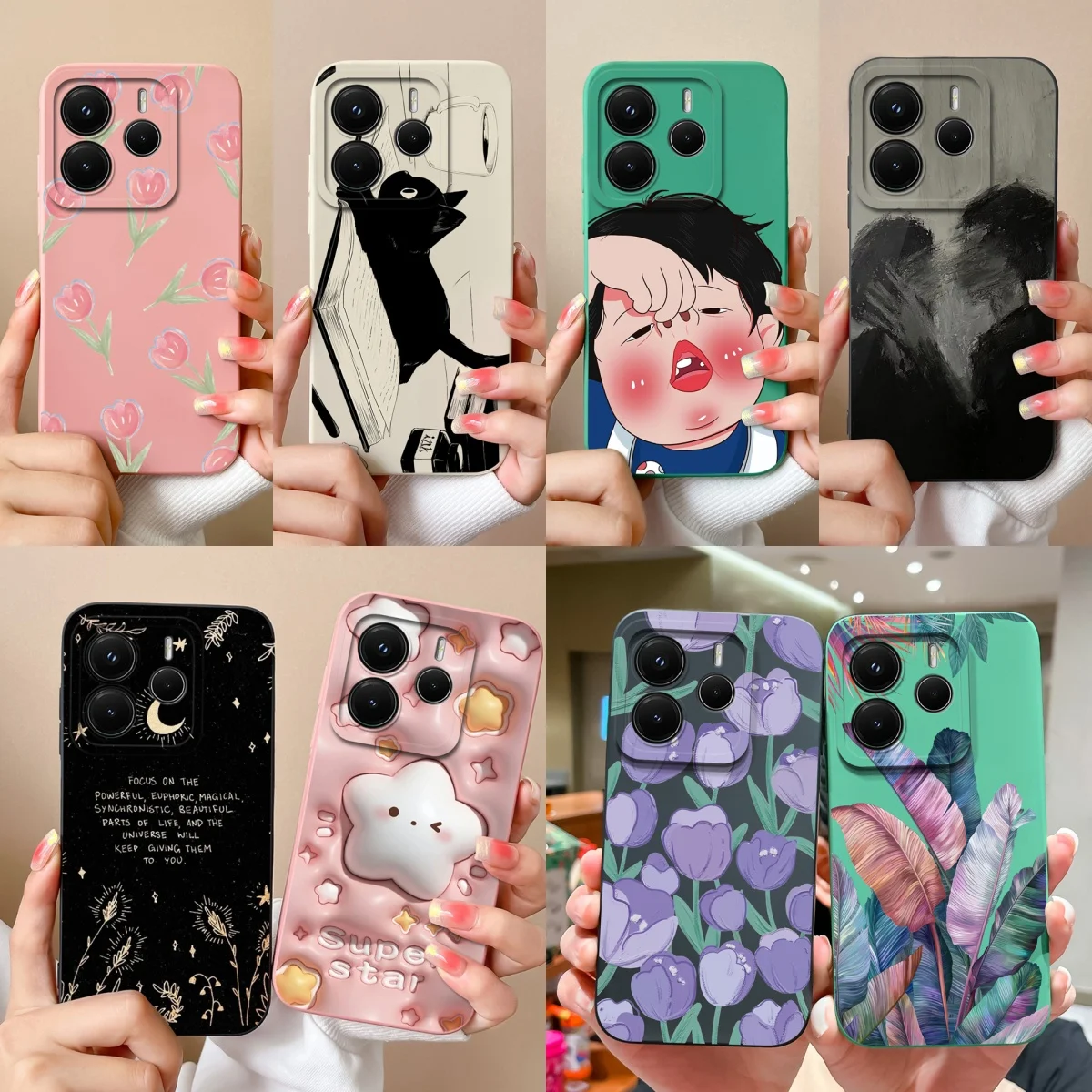 Beautiful Flower Star Shockproof Non-Slip Phone Case