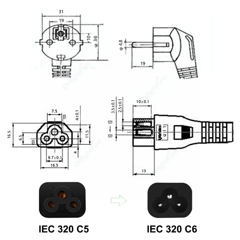 IEC320 C5 전원 케이블 EU 연장 코드 2핀 전원 코드 전원 공급 케이블 220V HP  아수스 레노버 삼성 노트북용