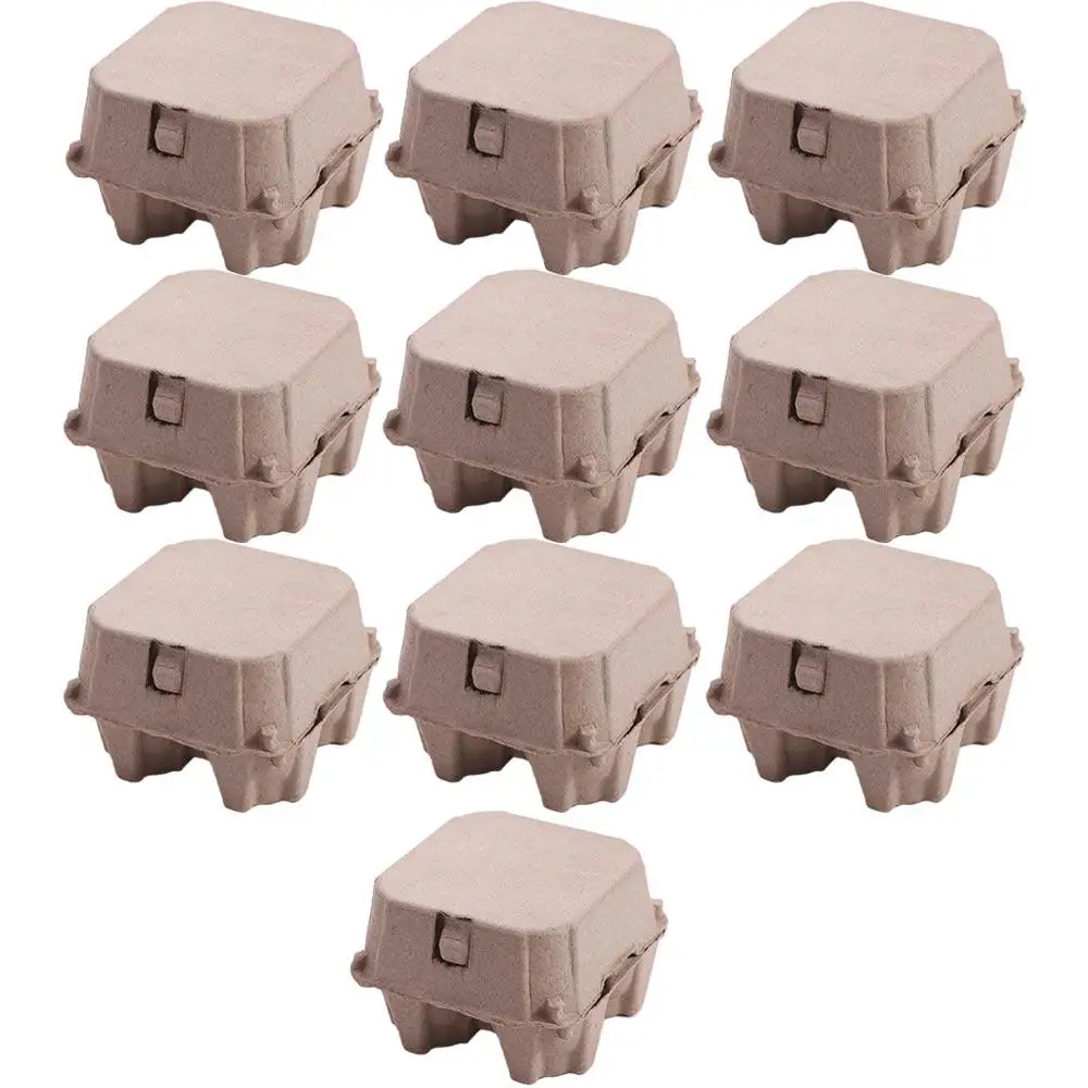 10Pcs Creative 4 Grids Paper Pulp Egg Cartons Space Saving Reusable Empty Egg Storage Box Stackable Egg Containers Refrigerator 3