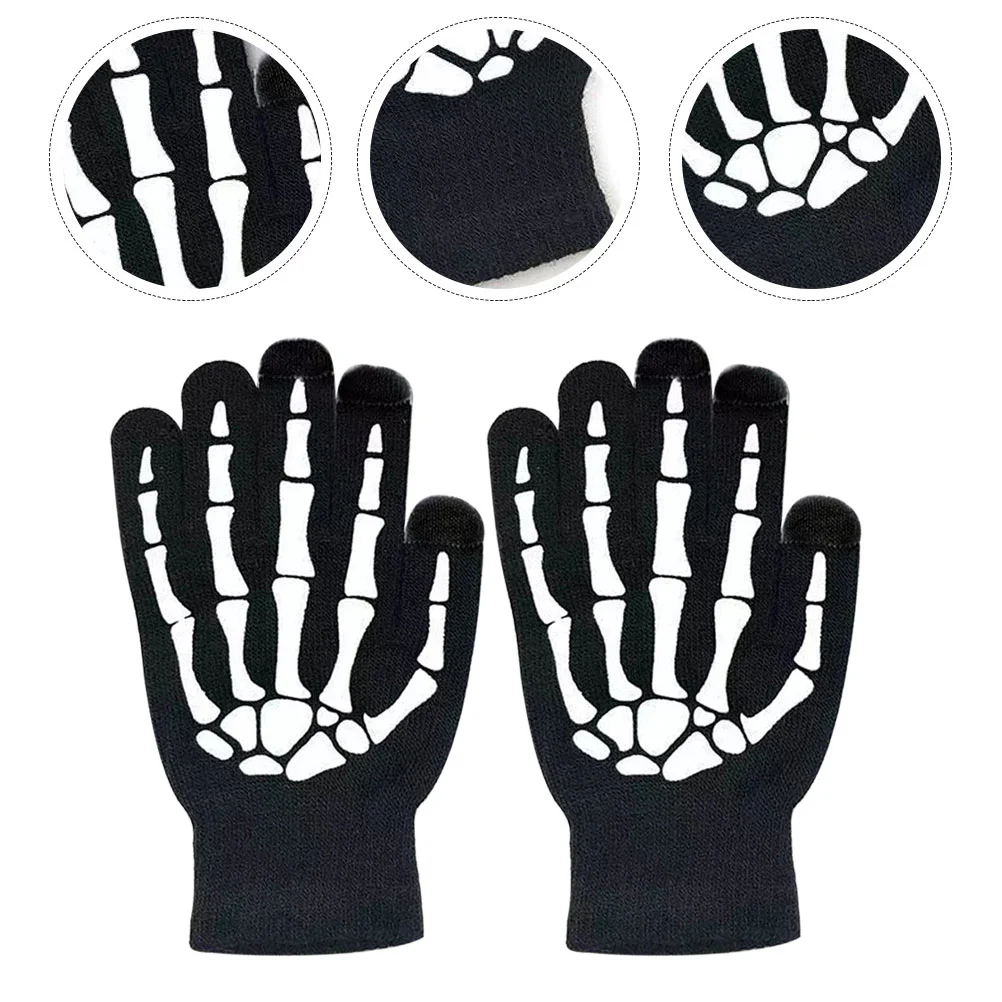 

Fluorescent Gloves Pattern Novelty Stylish Cycling Light The Dark Night Bike Riding Glowing Halloween Mitten