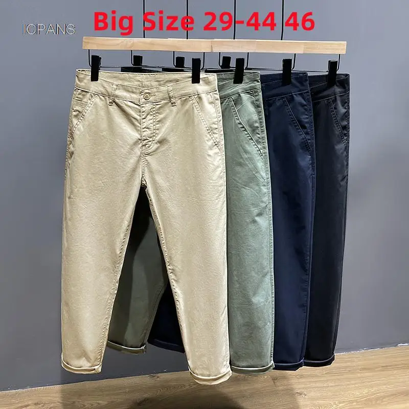 

Ankle Length Casual Pants Men Straight Cotton Autumn Khaki Black Harem Pants For Male Trousers Basic Formal Big Size 29- 44 46