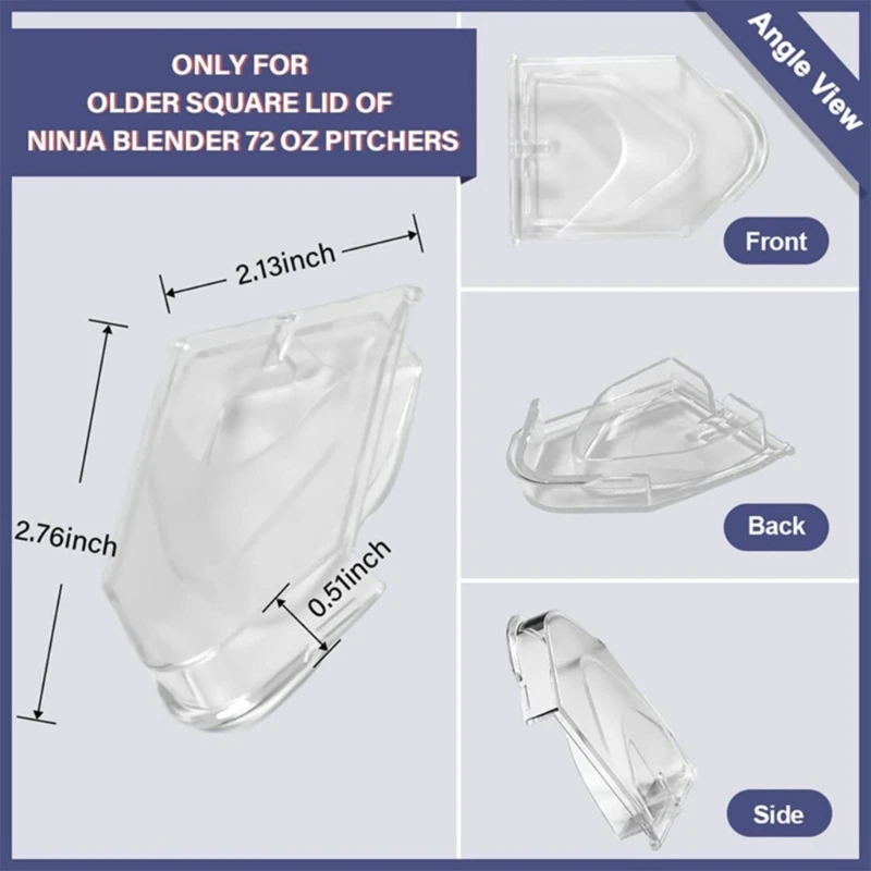 2pcs Spout Cover for Ninja Blender Lid, for Ninja Blender 72oz Pitcher Lid Flap Spout Cover, Clear