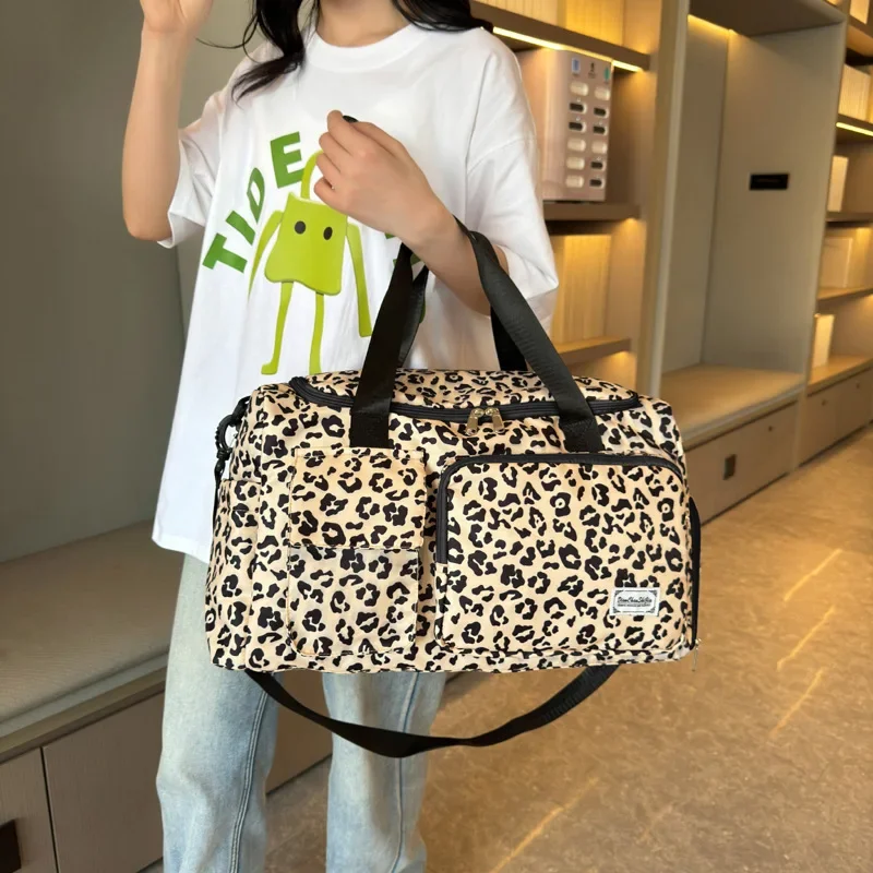 Large Capacity Travel Duffel Bag for Women Leopard Zebra Camouflage Women's Handbag Fitness Dry Wet Separation Shoulder Bag