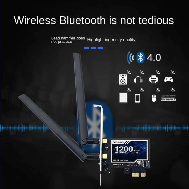 듀얼 밴드 무선 NIC PCIE 데스크톱 블루투스 와이파이 리시버, 기가비트 5G, AC1200