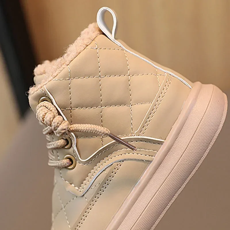 2024 Fashion Plaid Autumn Baby Girl Shoes Boys Ankle Boots