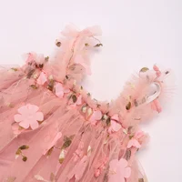 Robe tutu en tulle à imprimé floral pour tout-petits, robes de princesse pour petites filles, bande de sauna fleurie, µbrodée 4