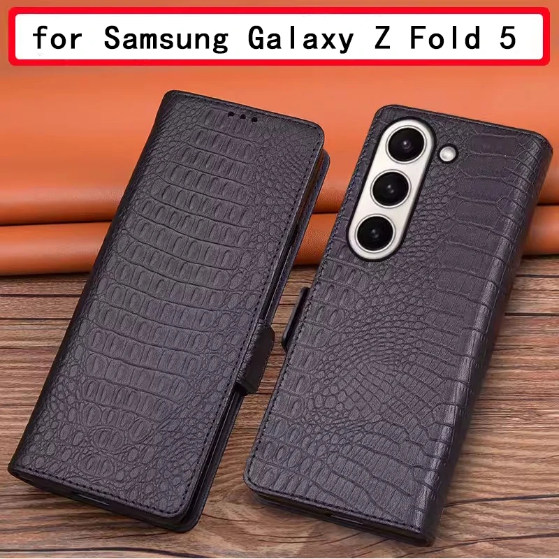 

New Genuine Leather Carcasa for Samsung Galaxy ZFold 5 Case Magnetic Flip Phone Funda for Galaxy Z Fold 5 zfold5 Fundas Coque