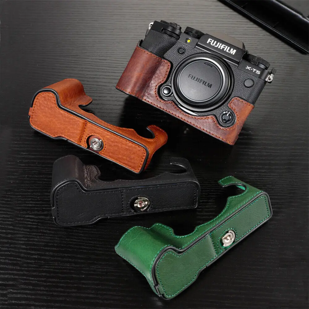 Custodia Per Fotocamera Fuji Xt5 In Vera Pelle Borsa Fatta A Mano A Metà Corpo Per Fujifilm Xt5