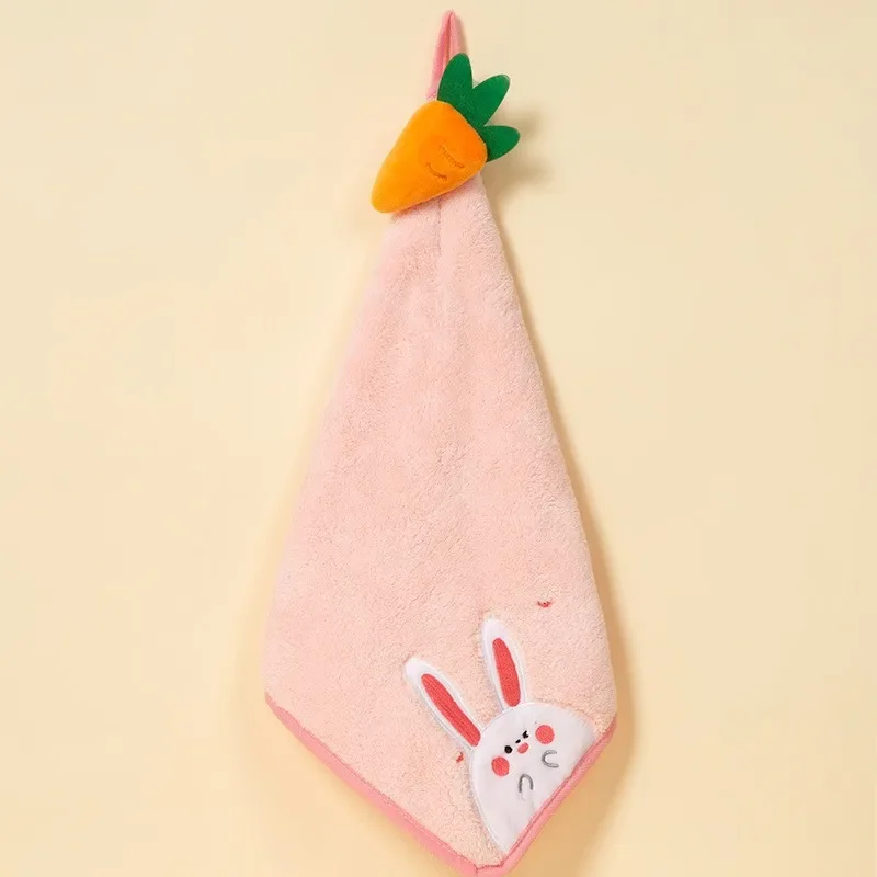 Hand Towels Cute Animal Hand Towel for Children Thicken Coral Fleece Absorbent Kitchen Microfiber Dishcloths