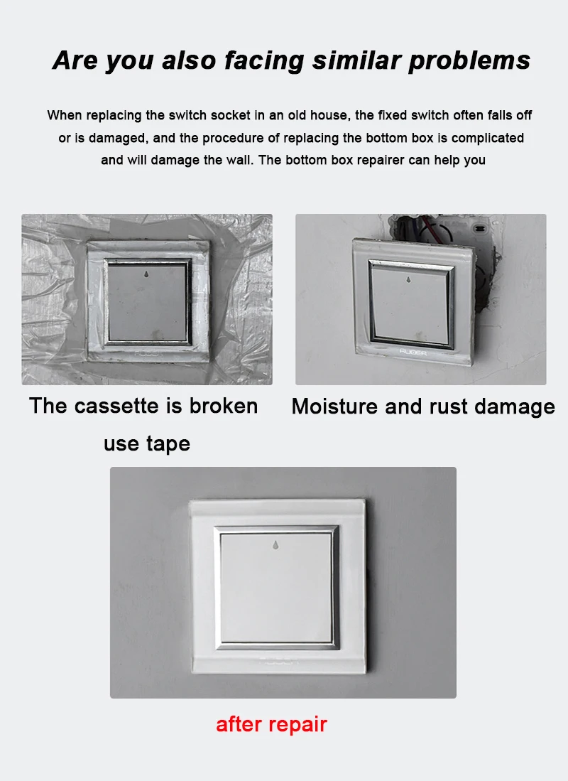 Description Picture 6 of item8/10pcs 86mm Cassette Repairer Dark Box Repair Screw Plug Switch Old Socket Boxes Replacement Fixed Wall Repair Box Support Rod