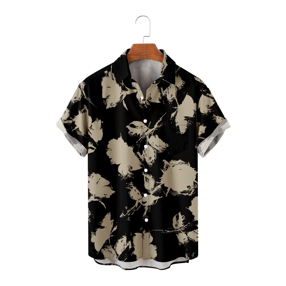 

2023 New Floral Short Sleeve Shirt 3D Printed Shirt Men's Large Casual Beach Top Summer