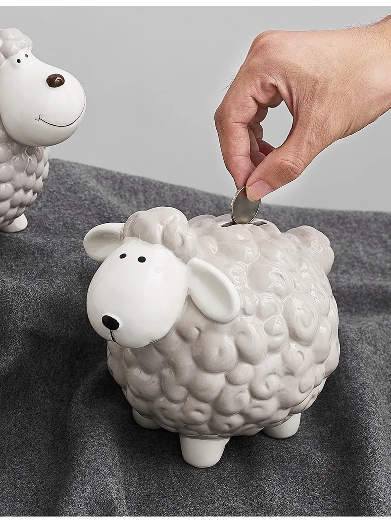 Cartoon Little Sheep Piggy Bank Ornaments Home Decor Living Room Girls Bedroom Bedside Christmas Home Children's Toys Gifts 3