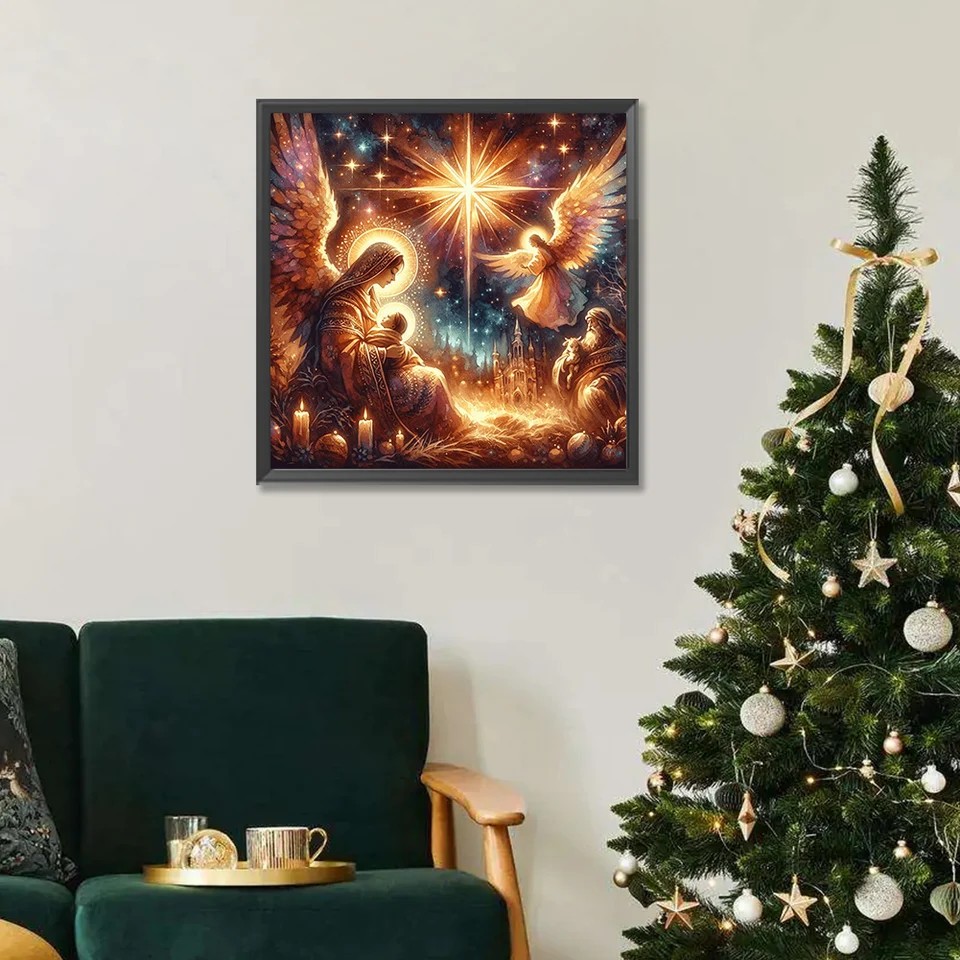 Diamond Painting Gesù Bambino 30x40cm - Kit Completo Con Tela HD, Diamanti Rotondi Colorati E Strumenti. Attività Rilassante Fai-da-te, Idea Regalo Creativa.