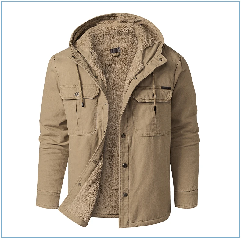 Thermal Thick Coat Parka USA SIZE Winter New Oversize Parkas Warm Korean Style Thick Men's Hooded Thick Fleece Winter Jacket