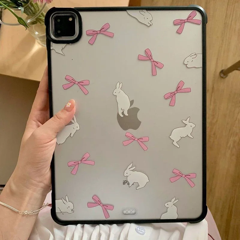 Rabbit Bowknot Cloud Acrylic iPad Case for iPad Air 4 Air 5 10.9inch iPad Pro 2020 2021 2022 11inch 12.9inch Protective Cover