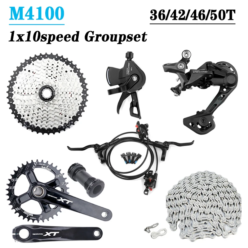 

10 Speed Deore M4100 Bike Derailleurs M4120 Shifter With MT200 Brake VG X10 Chain Flywheel 42/46/50T Cassette 10V MTB Groupset