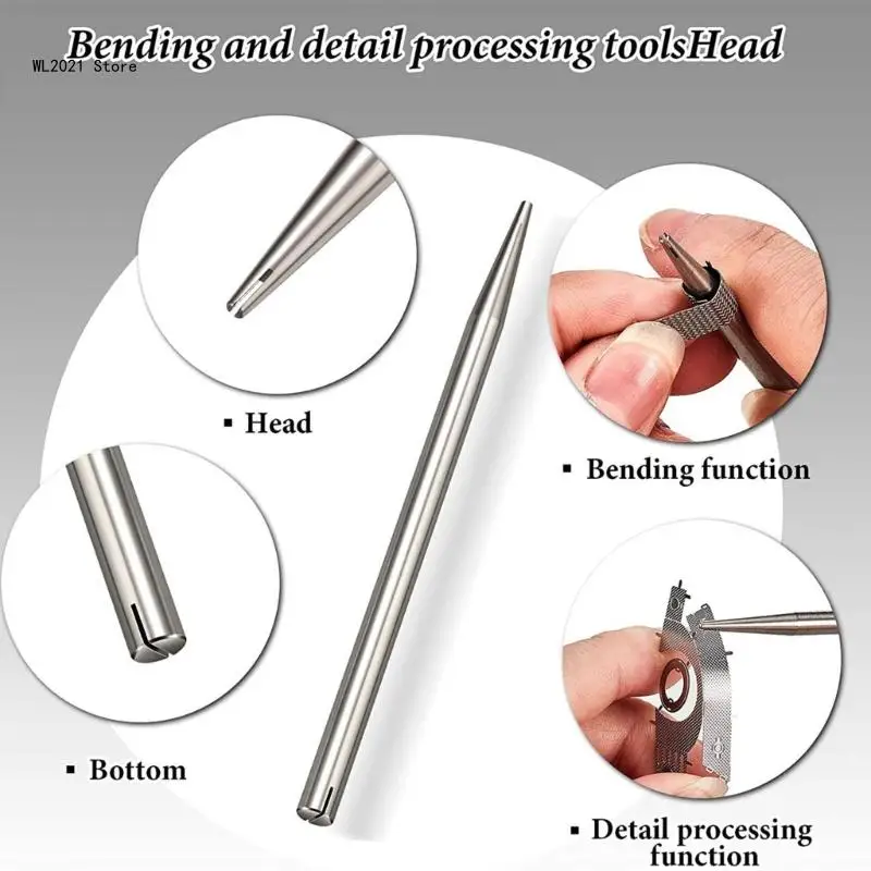 

7-piece Metal Model DIY Tool Set Label Cylindrical Bending Auxiliary Tool with 3pcs Tongs for DIY 3D Puzzles
