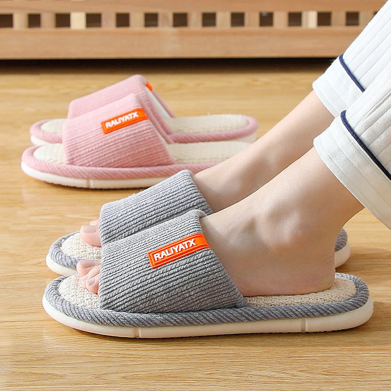 

Linen Slippers Men's Home Anti-slip Slippers Cotton Linen Couple Simple and Durable Womans Shoes Fashion Shoes Slippers House