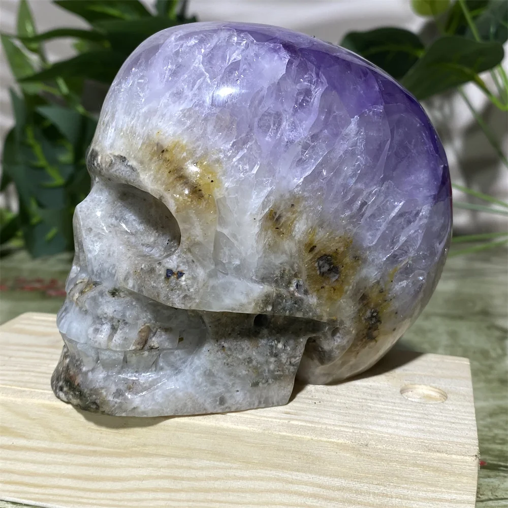 1334G Teschio Di Ametista Naturale Mineralsl Carving Handmad Craft Spiritual Crystal Feng Shui Reiki Stone Handmad Quartz Cranium