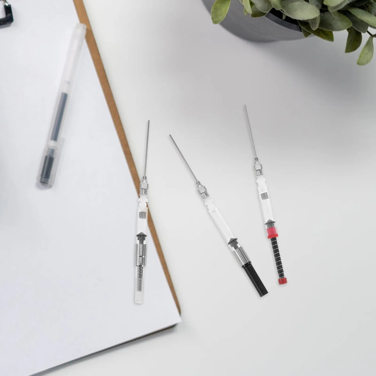 6pcs 분수 변환기 잉크 충전 보조 장치 2.6mm 3.4mm 레드 실버 블랙 잉크 충전 보조 장치 펜 문구 용품