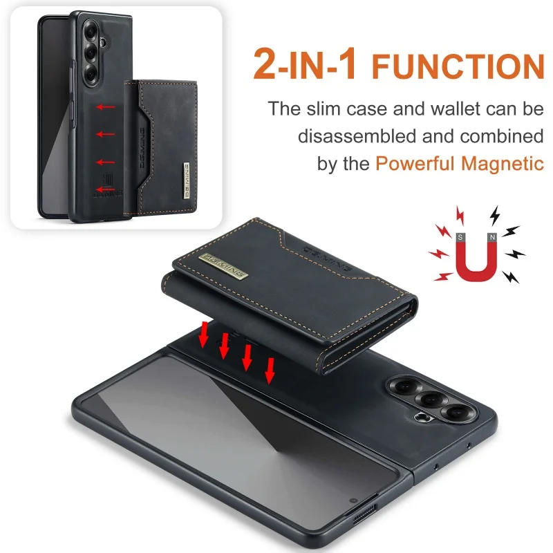 DG.MING Leather Wallet Phone Case with Card Holder and Cover