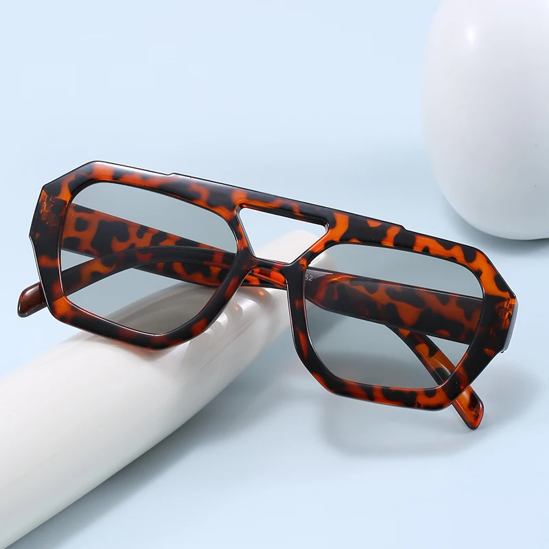 Lunettes anti-lumière design double pont léopard pour pêche femme - Qualité premium extérieur